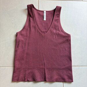 Athleta  Aurora Seamless Crop Tank Top Ribbed Skylark Dusty Rose/Maroone Large